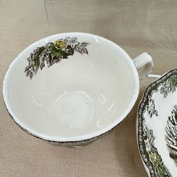 2 Johnson Bros Friendly Village The Icehouse Teacup & Saucers England Vintage - Picture 4 of 11